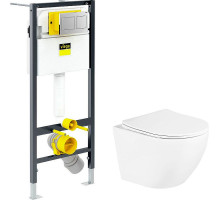 Комплект унитаза BelBagno Uno BB3105CHR/SC с инсталляцией Viega Prevista Dry 8524.14 792596 с сиденьем Микролифт и клавишей смыва Хром