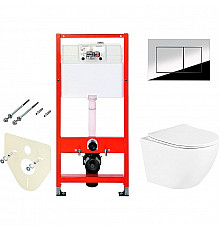 Комплект унитаза BelBagno Uno BB3105CHR/SC с инсталляцией Tece Profil 9400412 с сиденьем Микролифт и клавишей смыва Хром глянцевый