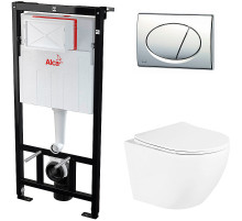 Комплект унитаза BelBagno Uno BB3105CHR/SC с инсталляцией Alcaplast Sadromodul AM101/1120-3:1 RU M71-0001 с сиденьем Микролифт и клавишей смыва Хром