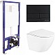 Заказать Комплект унитаза BelBagno Uno BB3105CHR/SC с инсталляцией Berges Wasserhaus Novum L5 040215 с сиденьем Микролифт и Черной матовой клавишей смыва в магазине сантехники Santeh-Crystal.ru