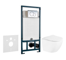 Комплект унитаза BelBagno Uno BB3105CHR/SC с сиденьем Микролифт и инсталляцией WeltWasser WW Marberg 507 10000005949+10000005952 с клавишей смыва Хром глянцевый