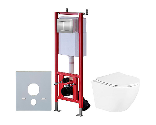 Комплект унитаза BelBagno Uno BB3105CHR/SC с инсталляцией D&K DI8140116 с сиденьем Микролифт и клавишей смыва Хром Комплект унитаза BelBagno Uno BB3105CHR/SC с инсталляцией D&K DI8140116 с сиденьем Микролифт и клавишей смыва Хром