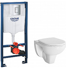 Комплект унитаза Berges Gamma 081105 с инсталляцией Grohe Rapid SL 38772001 с сиденьем Микролифт и клавишей смыва Хром