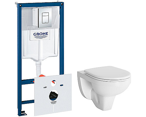 Купить Комплект унитаза Berges Gamma 081105 с инсталляцией Grohe Rapid SL 38775001 с сиденьем Микролифт и клавишей смыва Хром в магазине сантехники Santeh-Crystal.ru