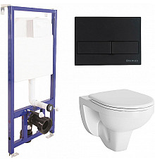 Комплект унитаза Berges Gamma 081105 с инсталляцией Berges Novum L5 040215 с сиденьем Микролифт и Черной матовой клавишей смыва