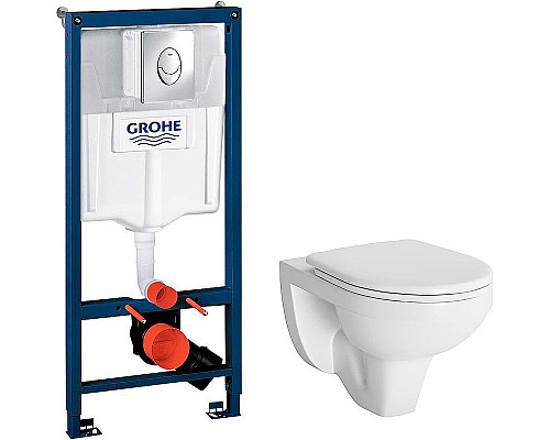 Купить Комплект унитаза Berges Gamma 081105 с инсталляцией Grohe Rapid SL 38721001 с сиденьем Микролифт и клавишей смыва Хром в магазине сантехники Santeh-Crystal.ru