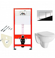 Комплект унитаза Berges Gamma 081105 с инсталляцией Tece Profil 9400412 с сиденьем Микролифт и клавишей смыва Хром глянцевый