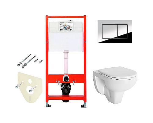 Купить Комплект унитаза Berges Gamma 081105 с инсталляцией Tece Profil 9400412 с сиденьем Микролифт и клавишей смыва Хром глянцевый в магазине сантехники Santeh-Crystal.ru