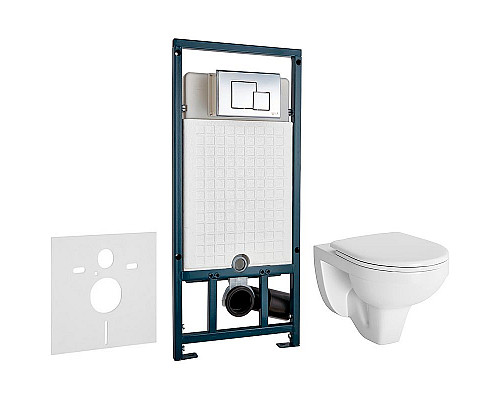 Купить Комплект унитаза Berges Gamma 081105 с сиденьем Микролифт и инсталляцией WeltWasser WW Marberg 507 10000005949+10000005953 с клавишей смыва Хром глянцевый в магазине сантехники Santeh-Crystal.ru