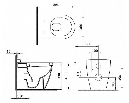 Заказать Унитаз Bocchi Venezia 1301-004-0129 приставной Черный матовый без сиденья в магазине сантехники Santeh-Crystal.ru
