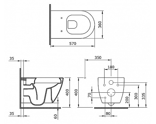 Купить Унитаз Bocchi Venezia 1295-006-0129 подвесной Серый матовый без сиденья в магазине сантехники Santeh-Crystal.ru