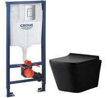 Комплект унитаза CeramaLux 5171MB с инсталляцией Grohe Rapid SL 38772001 с сиденьем Микролифт и клавишей смыва Хром