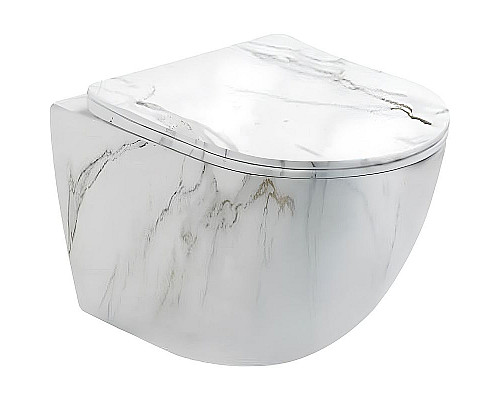 Купить Унитаз CeramaLux 2213-K подвесной Белый мрамор с сиденьем Микролифт в магазине сантехники Santeh-Crystal.ru