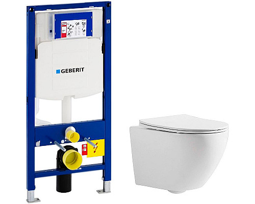 Заказать Комплект унитаза CeramaLux 2197 с инсталляцией Geberit Duofix Sigma UP320 111.300.00.5 с сиденьем Микролифт в магазине сантехники Santeh-Crystal.ru
