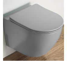 Унитаз CeramaLux 2197MH подвесной Светло-серый матовый с сиденьем Микролифт