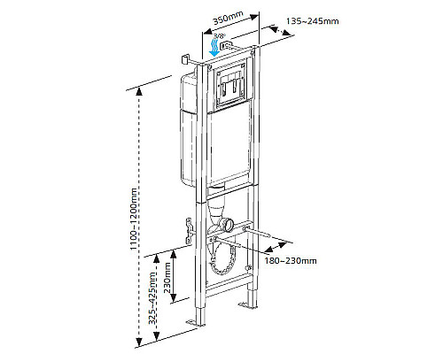 Купить Комплект унитаза CeramaLux 2197 с инсталляцией Cersanit Black 35 S-IN-BLACK-Cg-w с сиденьем Микролифт и клавишей смыва Хром в магазине сантехники Santeh-Crystal.ru