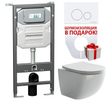Комплект унитаза с инсталляцией Ceramica Nova Forma CN3009_1001W_1000 с сиденьем Микролифт и Белой клавишей смыва