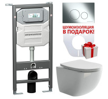 Комплект унитаза с инсталляцией Ceramica Nova Forma CN3009_1001CH_1000 с сиденьем Микролифт и клавишей смыва Хром