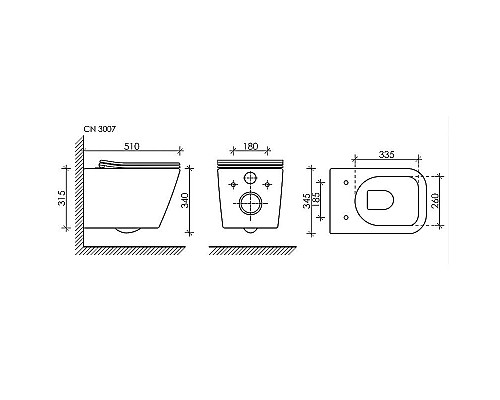 Купить Унитаз Ceramica Nova Metric CN3007 подвесной с сиденьем Микролифт в магазине сантехники Santeh-Crystal.ru