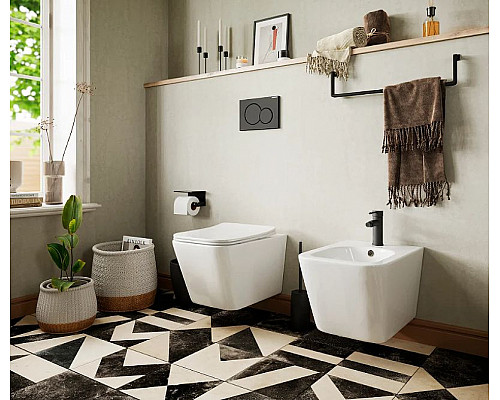 Купить Комплект унитаза с инсталляцией Ceramica Nova Metric CN3007_1002B_1000 с сиденьем Микролифт и Черной матовой клавишей смыва в магазине сантехники Santeh-Crystal.ru