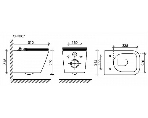 Купить Комплект унитаза с инсталляцией Ceramica Nova Metric CN3007_1002B_1000 с сиденьем Микролифт и Черной матовой клавишей смыва в магазине сантехники Santeh-Crystal.ru