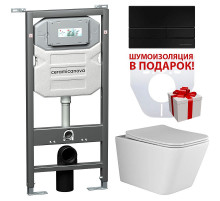 Комплект унитаза с инсталляцией Ceramica Nova Metric CN3007_1002B_1000 с сиденьем Микролифт и Черной матовой клавишей смыва