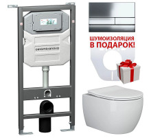 Комплект унитаза с инсталляцией Ceramica Nova Metric CN3007_1002CH_1000 с сиденьем Микролифт и клавишей смыва Хром