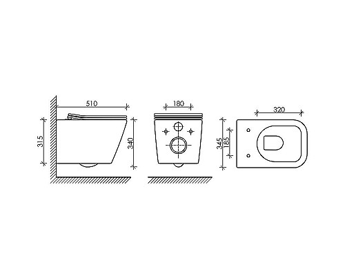 Приобрести Унитаз Ceramica Nova Metric CN3007MB подвесной Черный матовый с сиденьем Микролифт в магазине сантехники Santeh-Crystal.ru