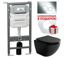 Комплект унитаза с инсталляцией Ceramica Nova Metropol CN4002MB_1001CH_1000 с сиденьем Микролифт и клавишей смыва Хром