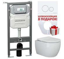 Комплект унитаза с инсталляцией Ceramica Nova Play CN3001_1001W_1000 с сиденьем Микролифт и Белой клавишей смыва