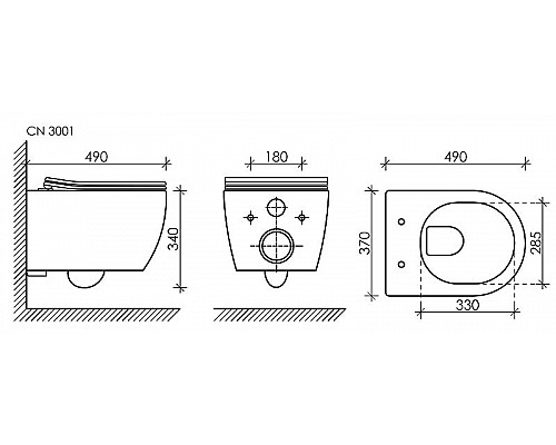 Купить Комплект унитаза с инсталляцией Ceramica Nova Play CN3001_1001B_1000 с сиденьем Микролифт и Черной матовой клавишей смыва в магазине сантехники Santeh-Crystal.ru