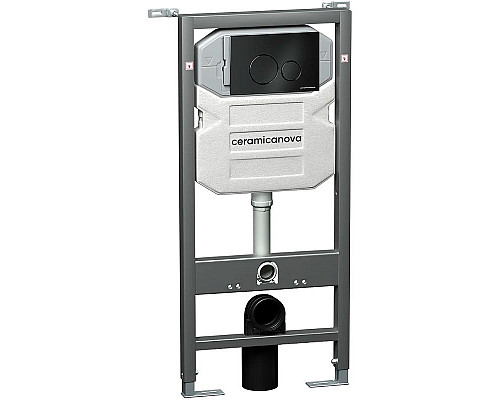 Купить Комплект унитаза с инсталляцией Ceramica Nova Play CN3001_1001B_1000 с сиденьем Микролифт и Черной матовой клавишей смыва в магазине сантехники Santeh-Crystal.ru