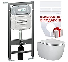 Комплект унитаза с инсталляцией Ceramica Nova Play CN3001_1002W_1000 с сиденьем Микролифт и Белой клавишей смыва