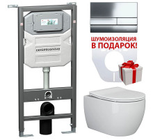 Комплект унитаза с инсталляцией Ceramica Nova Play CN3001_1002CH_1000 с сиденьем Микролифт и клавишей смыва Хром