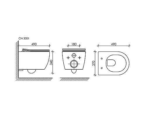 Приобрести Унитаз Ceramica Nova Play CN3001MB подвесной Черный матовый с сиденьем Микролифт в магазине сантехники Santeh-Crystal.ru