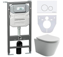 Комплект унитаза с инсталляцией Ceramicanova Balearica CN6000_1001W_1000 с сиденьем Микролифт и Белой клавишей смыва