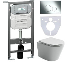 Комплект унитаза с инсталляцией Ceramicanova Balearica CN6000_1001CH_1000 с сиденьем Микролифт и клавишей смыва Хром глянцевый