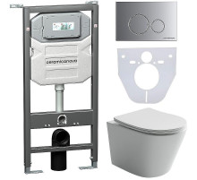 Комплект унитаза с инсталляцией Ceramicanova Balearica CN6000_1001M_1000 с сиденьем Микролифт и клавишей смыва Хром матовый