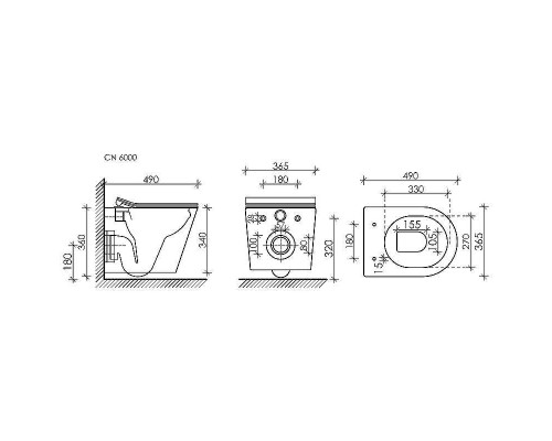 Комплект унитаза с инсталляцией Ceramicanova Balearica CN6000_1002W_1000 с сиденьем Микролифт и Белой клавишей смыва