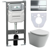 Комплект унитаза с инсталляцией Ceramicanova Balearica CN6000_1002CH_1000 с сиденьем Микролифт и клавишей смыва Хром глянцевый