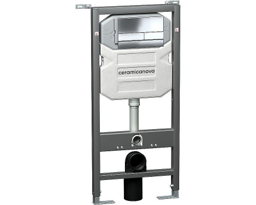 Комплект унитаза с инсталляцией Ceramicanova Balearica CN6000_1002CH_1000 с сиденьем Микролифт и клавишей смыва Хром глянцевый