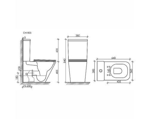 Унитаз компакт Ceramicanova Cubic CN1803-B без бачка и с сиденьем Микролифт