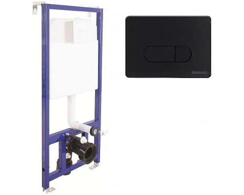 Комплект унитаза Ceramicanova Forma CN3009 с инсталляцией Berges Novum D5 040235 с сиденьем Микролифт и Черной матовой клавишей смыва