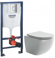 Комплект унитаза Ceramicanova Forma CN3009 с инсталляцией Grohe Rapid SL 38772001 с сиденьем Микролифт и клавишей смыва Хром