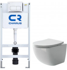 Комплект унитаза Ceramicanova Forma CN3009 с инсталляцией Charus City CR.200.21.01 с сиденьем Микролифт и клавишей смыва Хром глянцевый