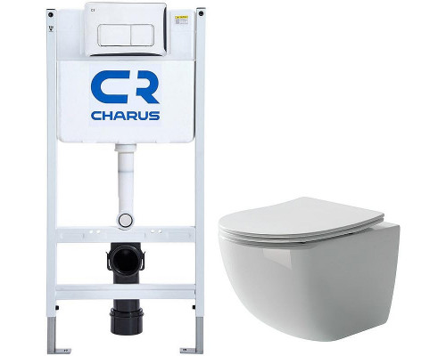 Комплект унитаза Ceramicanova Forma CN3009 с инсталляцией Charus City CR.200.21.01 с сиденьем Микролифт и клавишей смыва Хром глянцевый