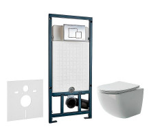 Унитаз с инсталляцией Ceramicanova Forma CN3009 + WeltWasser WW Marberg 507 10000005949+10000005953 с сиденьем Микролифт с клавишей смыва Хром глянцевый