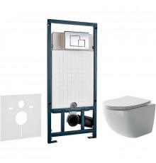 Унитаз с инсталляцией Ceramicanova Forma CN3009 + WeltWasser WW Marberg 507 10000005949+10000005953 с сиденьем Микролифт с клавишей смыва Хром глянцевый