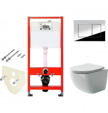 Унитаз с инсталляцией Ceramicanova Forma CN3009 + Tece Profil 9400412 с сиденьем Микролифт и клавишей смыва Хром глянцевый