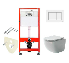 Унитаз с инсталляцией Ceramicanova Forma CN3009 + Tece Base 9400413 с сиденьем Микролифт и Белой клавишей смыва